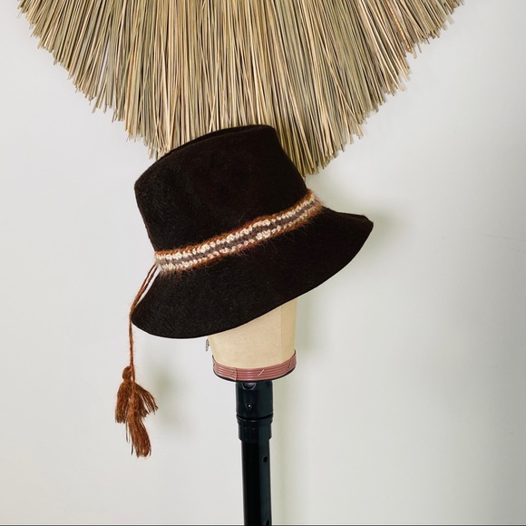 Vintage Brown 100% Rabbit Fedora W Braided Wool Accent Tie By Lord & Taylor - Picture 7 of 14